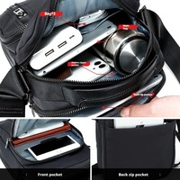 Sac à bandoulière léger et imperméable pour hommes, étui antivol pour iPad Mini et téléphone, avec fermeture à glissière et porte-clés