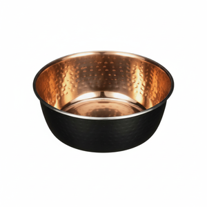 Taille personnalisée faite à la main, bol design en cuivre à surface extérieure enduite de noir, bol de nourriture, plat à dessert, bol de service en cuivre - Product Image 1