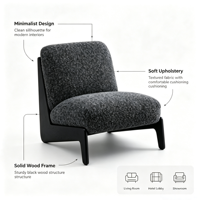 Fauteuil de détente moderne à cadre en bois réglable, housse en polyester durable pour la maison, le salon, le bureau, l'hôtel, la salle à manger