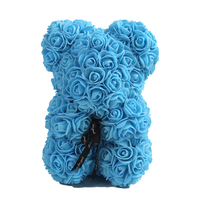 Vente en gros Cadeau Saint Valentin Fleur artificielle savon rose Petits ours en peluche 40 cm Diamant Rose Ours