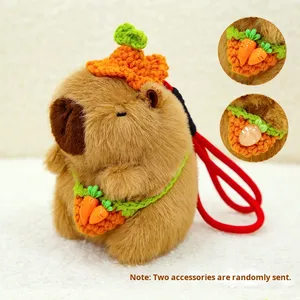 Porte-clés <span class=keywords><strong>en</strong></span> peluche Capybara mignon avec chapeau au crochet et pendentif <span class=keywords><strong>carotte</strong></span>, jouet <span class=keywords><strong>en</strong></span> peluche doux et moelleux, breloque <span class=keywords><strong>de</strong></span> <span class=keywords><strong>sac</strong></span> - Product Image 3