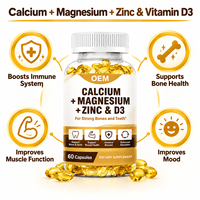 Complément alimentaire en gélules molles de calcium, magnésium, zinc et vitamine D3, marque privée OEM, pour des os solides