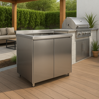 Meubles de buffet de cuisine moderne autoportants en acier inoxydable avec panier à tiroirs