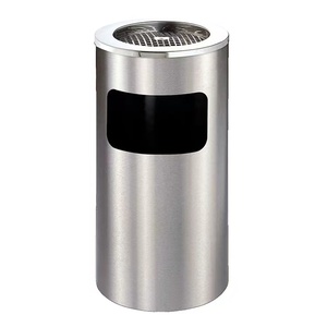 Simple Round Stainless Steel Ashtray Waste <strong>Bin</strong> for Both <strong>Smoking</strong> and Wastes - Product Image 5
