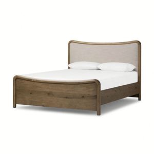 Solid Wood Rattan <b>Bed</b> Frame Vintage Washed Wooden Cane Headboard <b>Bed</b> Bedroom Furniture <b>Queen</b> <b>Size</b> Wooden <b>Bed</b> - Product Image 3