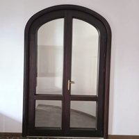 USA NFRC Portes d'entrée de luxe en bois revêtues d'aluminium à double arche, résistantes aux hôtels et aux maisons extérieures à économie d'énergie.