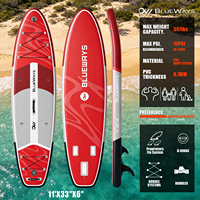 Vente flash : SUP gonflable Drop Stitch 11' x 33" avec pompe, planche à pagaie rouge rubis, kit complet familial tout-en-un