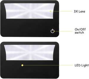 एलईडी रोशनी के साथ क्रेडिट कार्ड आकार मैग्निफायर्स और 3X लेंस पीवीसी Fresnel क्रेडिट कार्ड आवर्धक कांच - Product Image 4