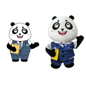 Factory Customized Stuffed Animal Embroidery Smiley Face Soft Toys Panda Dolls