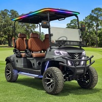 Voiture de golf électrique tout-terrain de luxe 4 places 72V au lithium, avec bande LED personnalisable et toit étoilé, véhicule d'aventure