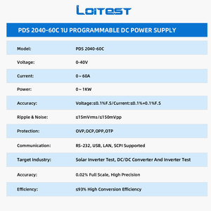 แหล่งจ่ายไฟแบบตั้งโปรแกรมได้ 1U 1kW 0-40V 0-60A ควบคุมด้วย SCPI ปรับค่าอัตโนมัติ ติดตั้งบนแร็ค สำหรับการทดสอบในห้องปฏิบัติการและการรวมระบบ ATE - Product Image 6