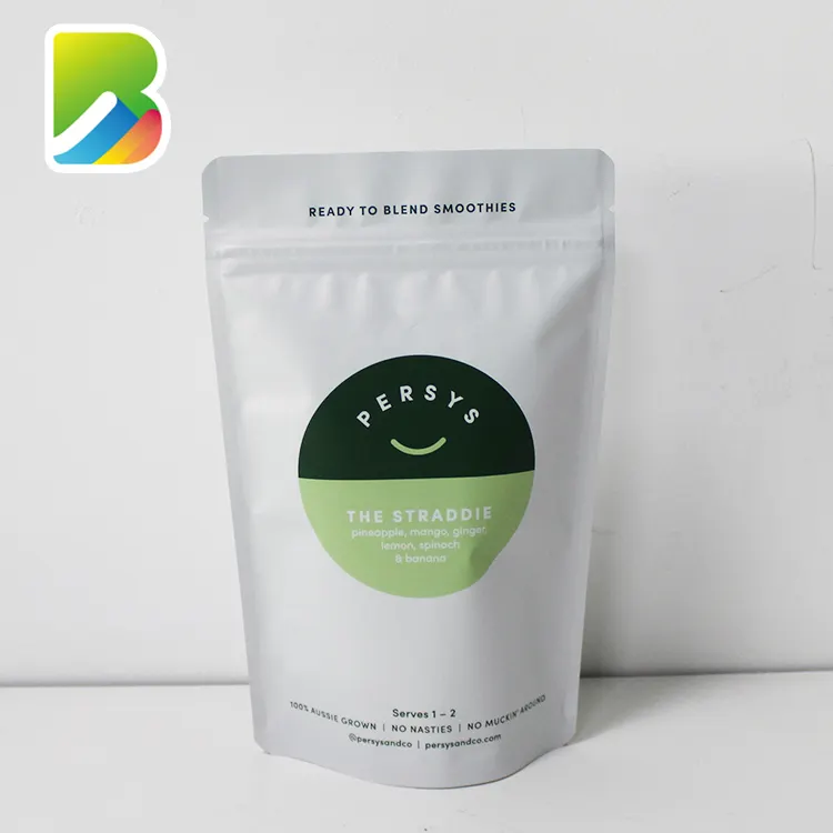 Túi để đóng gói thực phẩm biodedgradable đứng lên dây kéo nhựa nhôm lá bao bì tùy chỉnh Túi mờ phân hủy sinh học