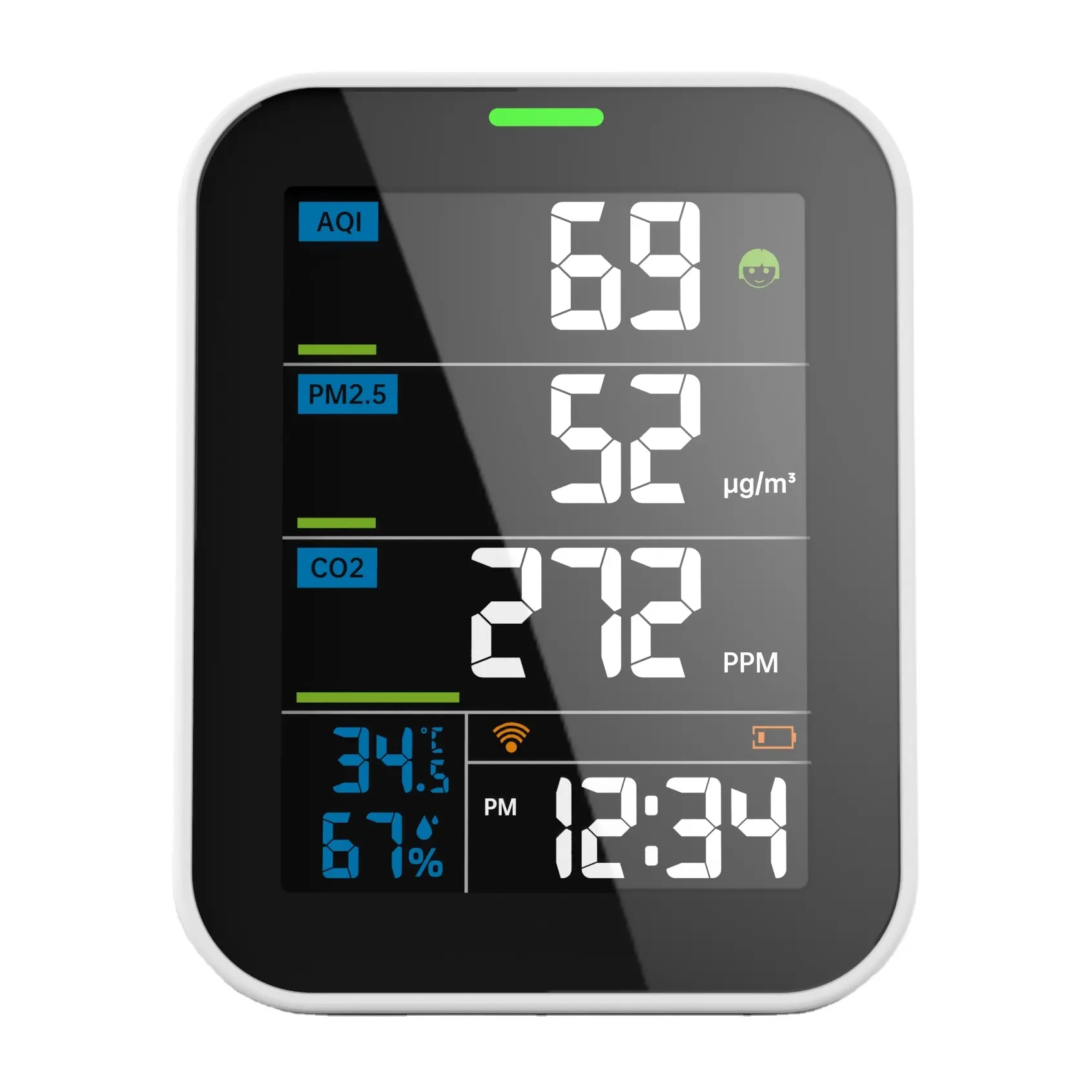 2024 Sensor presisi tinggi penganalisis Gas portabel dengan baterai isi ulang 2000mAh AQI PM2.5 pengukur kualitas udara CO2