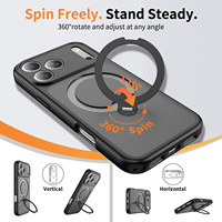 Coque de téléphone magnétique rotative à 360° avec support pour iPhone 17 16 15 Pro Max, finition givrée effet peau, antichoc