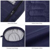 Sac de couchage à capuche enveloppant, en taffetas de polyester 170T avec rembourrage en coton creux, sac de couchage portable pliable et chaud pour le camping, la randonnée et les voyages