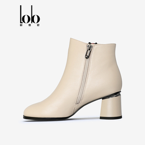 Stivali Classici da Donna in Vera Pelle <span class=keywords><strong>Beige</strong></span> con Tacco <span class=keywords><strong>Alto</strong></span>, Stivali da Neve con Tacco Quadrato e Cerniera Antiscivolo, Taglie 5-11 per Autunno Inverno - Product Image 5