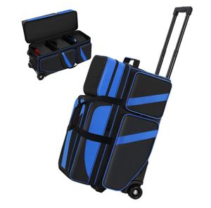 3 Ball <b>Bowling</b> Bags With Wheels,<b>Bowling</b> Bags 3 Ball Roller With Shoes Compartment and Multiple Pockets - Product Image 1