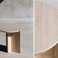 KUMUSI MEUBLES Creative Moderne Minimaliste Travertin Rond Salon Chambre Chevet Petite Table Peut Être Déplacée
