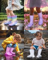 Bottes de pluie lumineuses personnalisées pour enfants, chaussures en caoutchouc imperméables à paillettes avec poignées faciles à enfiler pour les tout-petits, les petits et les grands enfants