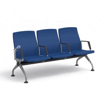 Banc d'attente moderne en métal pour hôpital, clinique, école, banque, bureau public, aéroport, centre commercial, avec accoudoirs en acier thermolaqué, garantie 5 ans