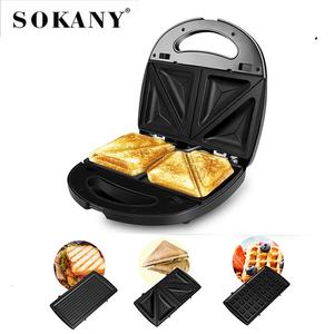 <span class=keywords><strong>Sandwichera</strong></span> Eléctrica Multifuncional <span class=keywords><strong>SOKANY</strong></span> con Plancha Antiadherente Desmontable para Waffles y Paninis, 3 en 1, Negra - Product Image 3