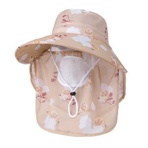 Sombrero de Pescador para Mujer, Ajustable, Transpirable, con Protección Solar y Máscara Facial, para Trabajo Agrícola de Verano, con Estampado Floral Rosa - Product Image 5
