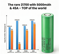 Batterie lithium-ion rechargeable de qualité supérieure 21700 50S 5000mAh, cellule à décharge élevée 45A pour vélo électrique et module de batterie de véhicule électrique