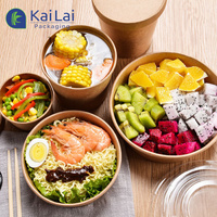 Bol à salade en papier kraft biodégradable et recyclable, boîte d'emballage alimentaire jetable avec impression personnalisée et logo sur mesure