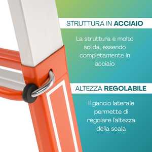 Scala Telescopica in Acciaio 4+4 Gradini Altezza Massima 4,70 M Capacità di Carico 100 Kg 3 Configurazioni Giunto in Acciaio - Product Image 4