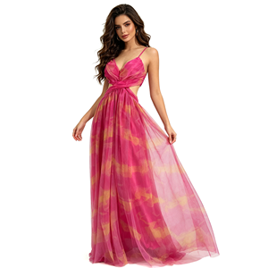 <span class=keywords><strong>Robe</strong></span> longue de soirée en mousseline naturelle imprimée aquarelle, à bretelles spaghetti et <span class=keywords><strong>d</strong></span>écoupes, multicolore, fluide, pour les vacances ou les demoiselles <span class=keywords><strong>d</strong></span>'<span class=keywords><strong>honneur</strong></span> - Product Image 6