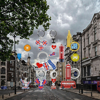 Londres Souvenir métal étanche drapeau britannique Big Ben Double Decker Bus jouet cabine téléphonique lumière porte-clés cadeau