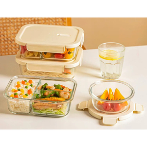Boîte à lunch écologique en verre soufflé à la main pour <span class=keywords><strong>femme</strong></span> avec couvercle en plastique, compatible micro-ondes, pour cuisine, fête, préparation de repas, bento, contenant alimentaire - Product Image 6