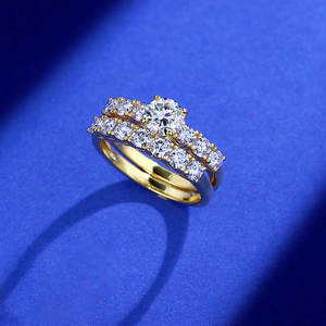 Conjunto <span class=keywords><strong>de</strong></span> Anillos <span class=keywords><strong>de</strong></span> Compromiso <span class=keywords><strong>de</strong></span> Lujo con Moissanita <span class=keywords><strong>de</strong></span> 2.1 CTW <span class=keywords><strong>en</strong></span> Plata <span class=keywords><strong>de</strong></span> Ley S925, Anillo <span class=keywords><strong>de</strong></span> Compromiso Solitario y Anillo <span class=keywords><strong>de</strong></span> Boda <span class=keywords><strong>de</strong></span> Eternidad Completa - Product Image 3