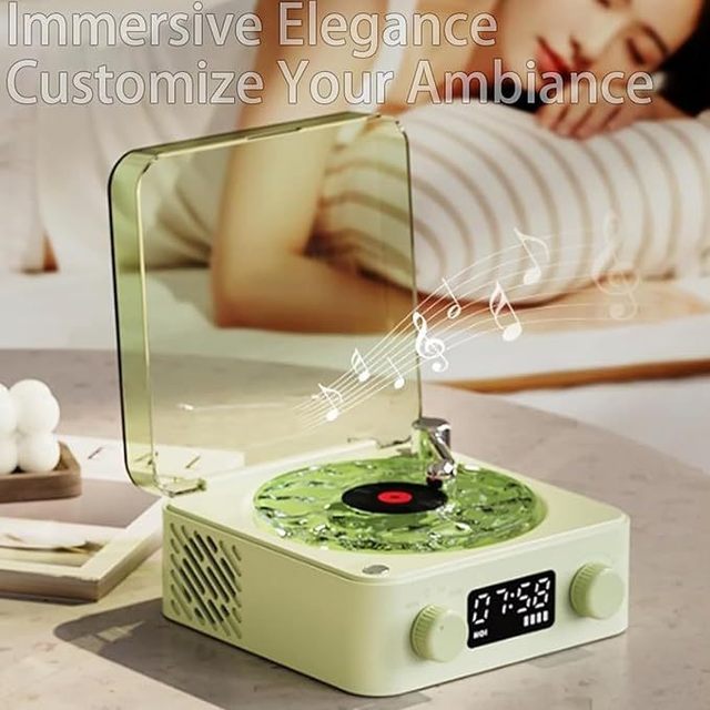 KW03 New Speaker Adjustable Ambient Lighting Retro Record Player Time Display Music Mode OEM Brand Guangdong Made Christmas Gift