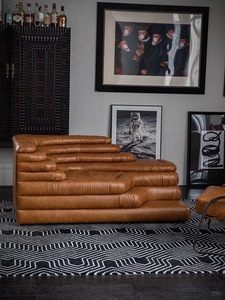 Olio di soccorso industriale in pelle <span class=keywords><strong>collina</strong></span> terrazza divano in pelle salone di bellezza a forma speciale modulo divano retrò - Product Image 3