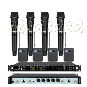 Sistema de micrófono inalámbrico de mano con 4 micrófonos Lavalier, UHF True Diversity, micrófono inalámbrico de 4 canales para reuniones, iglesias, escenarios, AD4Q - Product Image 2