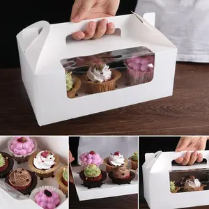 Meimei — boîte à Cupcake jetable avec poignée, 1 2 4 6 trous, facile à assembler, Cupcake, tarte aux œufs, muffins, parfait pour la fête, bon marché