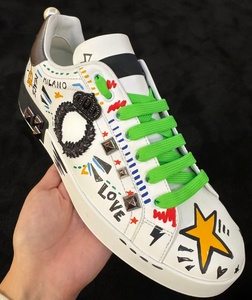 Factory In Stock Men's Casual Walking Shoes with Luxury Embroidery Decoration Graffiti Style Lace-Up Non-Slip Shoes Daily All - Product Image 1