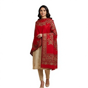 Red Long Women's Traditional <b>Shawl</b> Scarf Reversible Headscarf Option Winter <b>Wedding</b> Daily Use Anti-Bacterial Viscose - Product Image 3