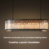 Lustre en cristal ovale pour projet de lumière de restaurant d'hôtel lustres de villa rétro suspension de luxe de plafond