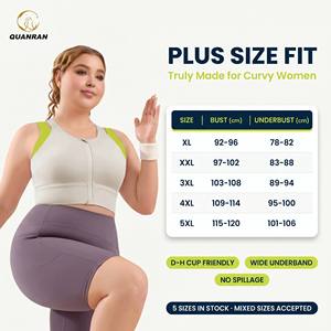 <strong>Women's</strong> Sports Bra Full Coverage Padded <strong>Compression</strong> <strong>Tops</strong> Zip Front High Impact Sports Bras for <strong>Women</strong> with Big Breast - Product Image 3