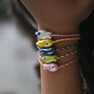 Pulsera de Pescado Hecha a Mano, <span class=keywords><strong>Tobillera</strong></span> <span class=keywords><strong>Tejida</strong></span> Colorida, Estilo Hawaiano, Veraniego, Playero, Ajustable para Mujeres y Hombres - Product Image 1