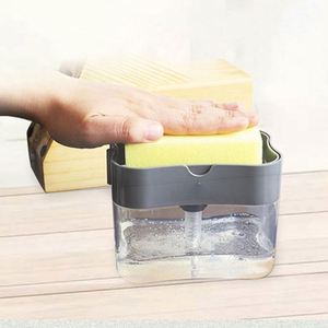 ที่กดสบู่เหลวแบบแมนนวล 2 in 1 พร้อมที่วางฟองน้ำสำหรับห้องน้ำและห้องครัว - Product Image 4