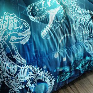 Teen Dino Comforter Set 3 mảnh bộ đồ giường với đôi mắt khủng long màu xanh đậm allseason Trọng lượng nhẹ - Product Image 4