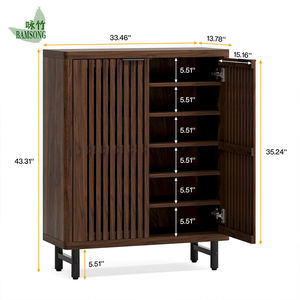 <span class=keywords><strong>Meuble</strong></span> à chaussures 6 niveaux grand format avec porte, organisateur d'entrée en bois, étagère à chaussures étroite avec tiroir pour salon et appartement - Product Image 1