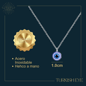 Collana occhio turco in acciaio Color argento con catena a maglie alla moda placcata in oro con zircone di perle diamantate per regalo o festa - Product Image 5