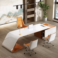Design moderno tavolo manager forma arancione bianco direttore ufficio tavolo grande scrivania executive con sedie