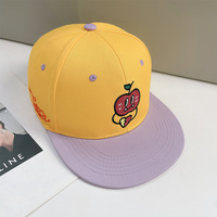 Custom 5-panel vintage snapback cap wit teal canvas platte klep cartoon fruit borduurwerk volwassenen kawaii streetwear Y2K casual