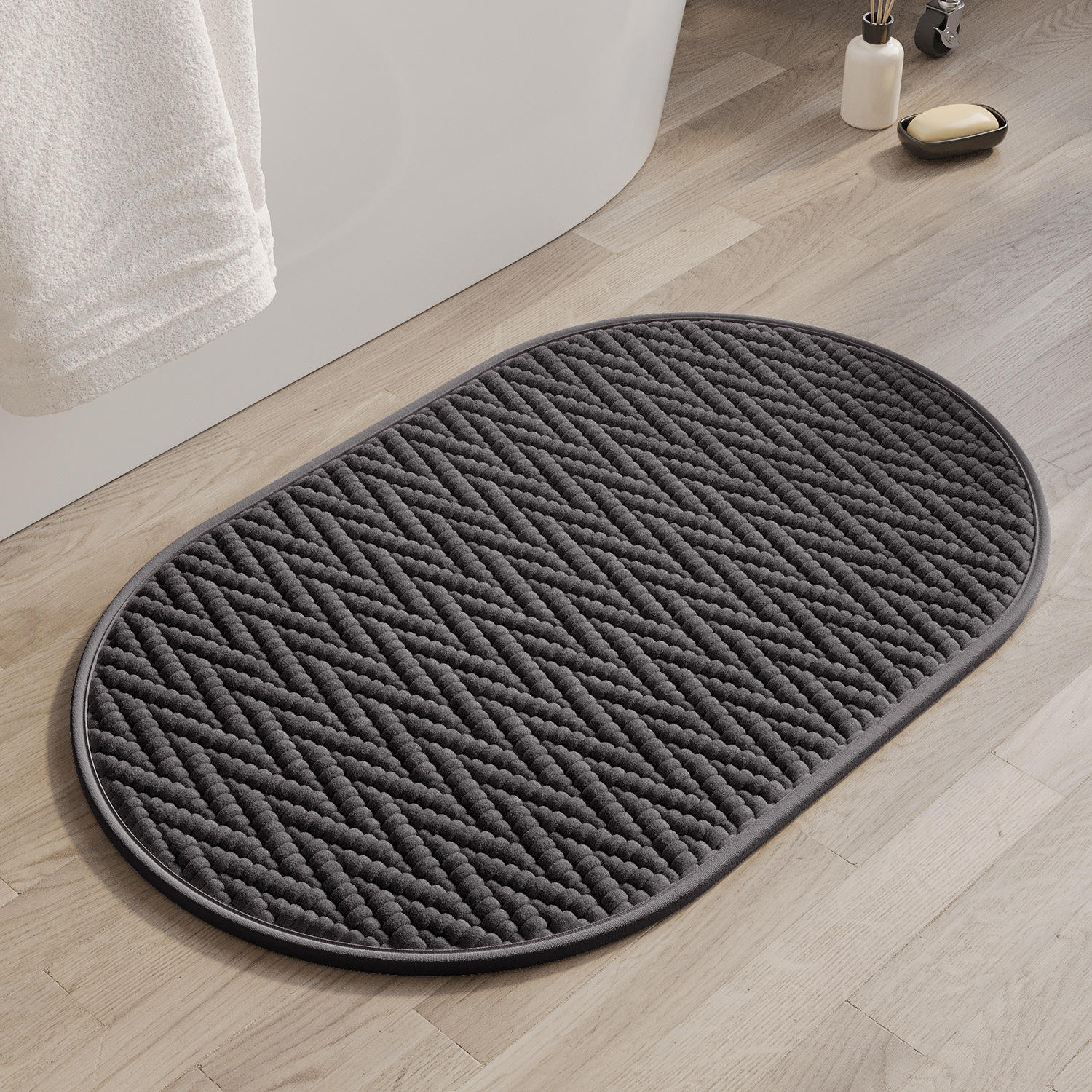 ผ้าฝ้ายกำมะหยี่ Cloud - สีเทาเม็ดเล็กทรงวงรี