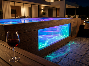 <span class=keywords><strong>Piscine</strong></span> familiale compacte en <span class=keywords><strong>bois</strong></span> et fibre de verre <span class=keywords><strong>hors</strong></span> sol 5m 8m, bassin de plongeon et spa chauffant - Product Image 1